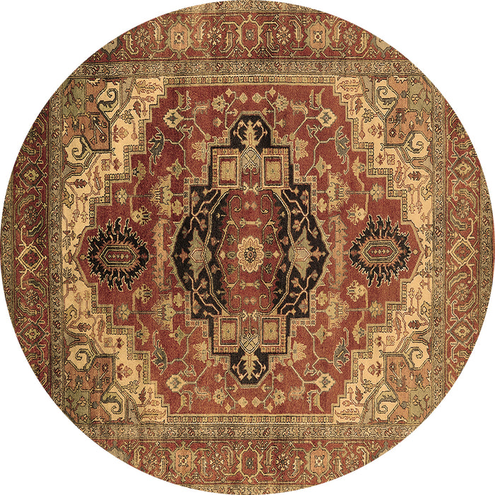 Round Persian Brown Traditional Rug, urb2632brn