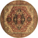 Round Persian Brown Traditional Rug, urb2632brn