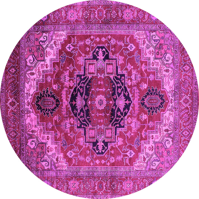 Round Machine Washable Persian Pink Traditional Rug, wshurb2632pnk