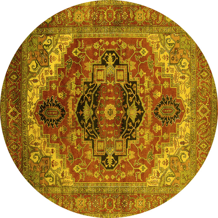 Round Persian Yellow Traditional Rug, urb2632yw