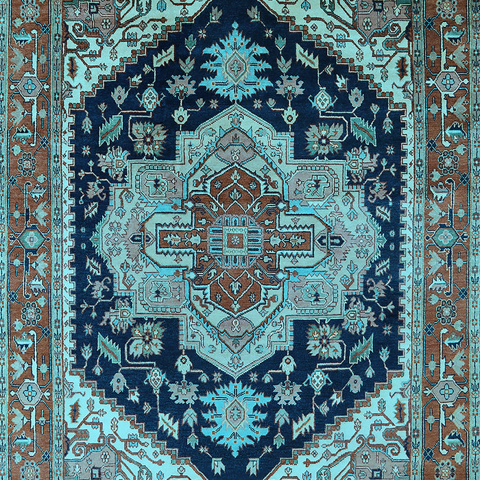 Machine Washable Geometric Light Blue Traditional Rug, wshurb2633lblu