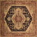 Square Machine Washable Geometric Brown Traditional Rug, wshurb2633brn