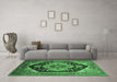Machine Washable Geometric Emerald Green Traditional Area Rugs in a Living Room,, wshurb2633emgrn
