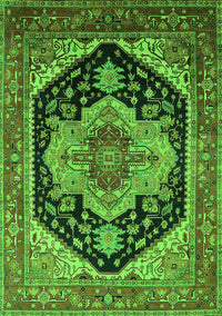 Geometric Green Traditional Rug, urb2633grn