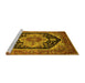 Sideview of Machine Washable Geometric Yellow Traditional Rug, wshurb2633yw