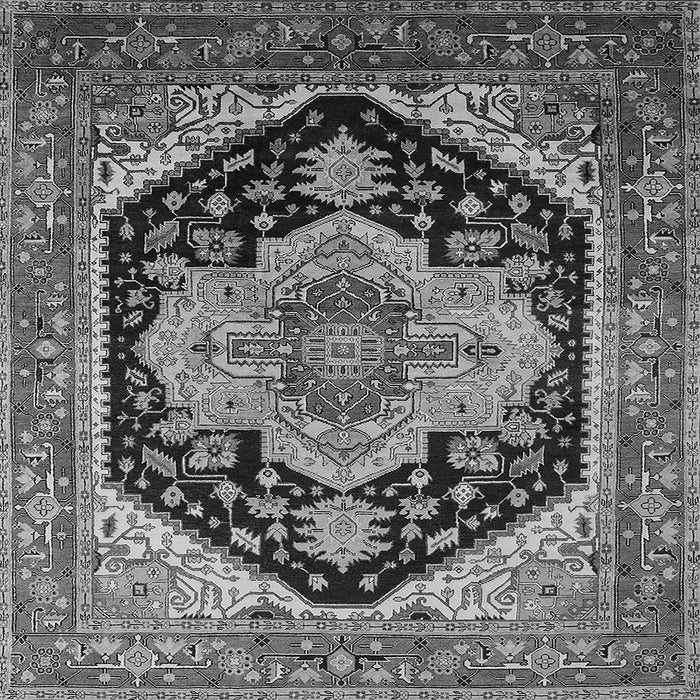 Square Machine Washable Geometric Gray Traditional Rug, wshurb2633gry
