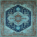 Square Geometric Light Blue Traditional Rug, urb2633lblu