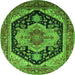 Round Geometric Green Traditional Rug, urb2633grn