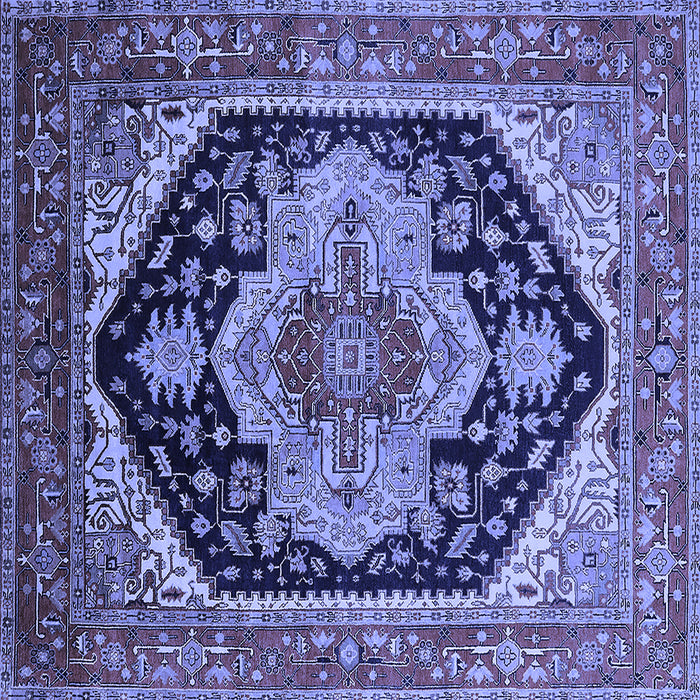 Square Machine Washable Geometric Blue Traditional Rug, wshurb2633blu
