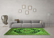 Machine Washable Geometric Green Traditional Area Rugs in a Living Room,, wshurb2633grn