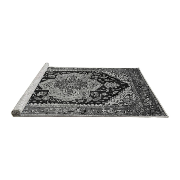 Sideview of Machine Washable Geometric Gray Traditional Rug, wshurb2633gry