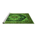 Sideview of Machine Washable Geometric Green Traditional Area Rugs, wshurb2633grn