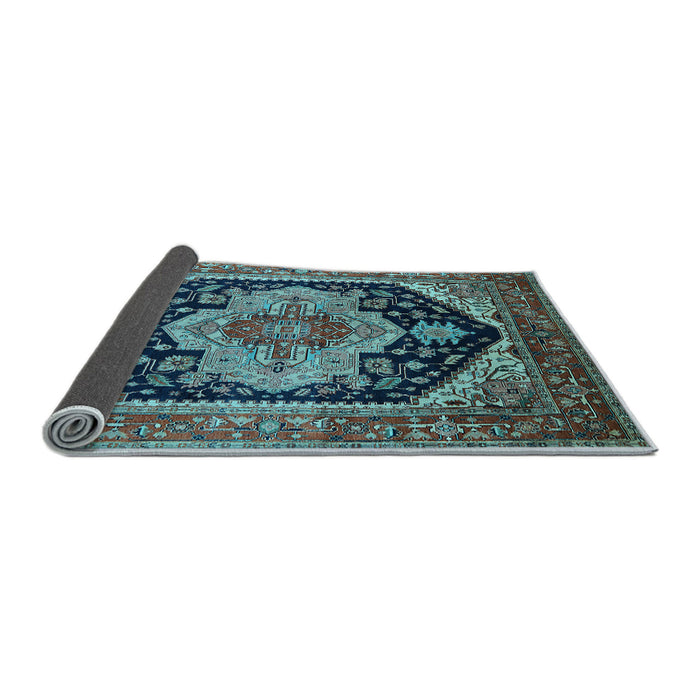 Sideview of Geometric Light Blue Traditional Rug, urb2633lblu
