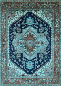 Geometric Light Blue Traditional Rug, urb2633lblu