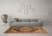 Machine Washable Geometric Brown Traditional Rug in a Living Room,, wshurb2633brn