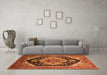 Machine Washable Geometric Orange Traditional Area Rugs in a Living Room, wshurb2633org