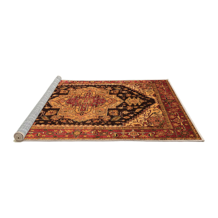 Sideview of Machine Washable Geometric Orange Traditional Area Rugs, wshurb2633org