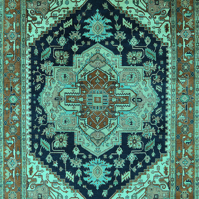 Geometric Turquoise Traditional Rug, urb2633turq