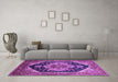 Machine Washable Geometric Purple Traditional Area Rugs in a Living Room, wshurb2633pur