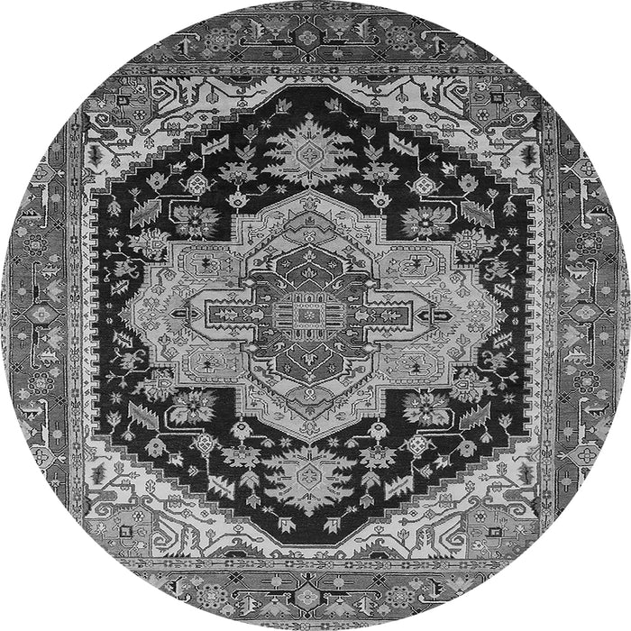 Round Machine Washable Geometric Gray Traditional Rug, wshurb2633gry