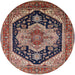 Round Mid-Century Modern Camel Brown Geometric Rug, urb2633