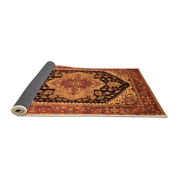 Sideview of Geometric Orange Traditional Rug, urb2633org
