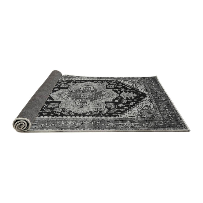 Sideview of Geometric Gray Traditional Rug, urb2633gry