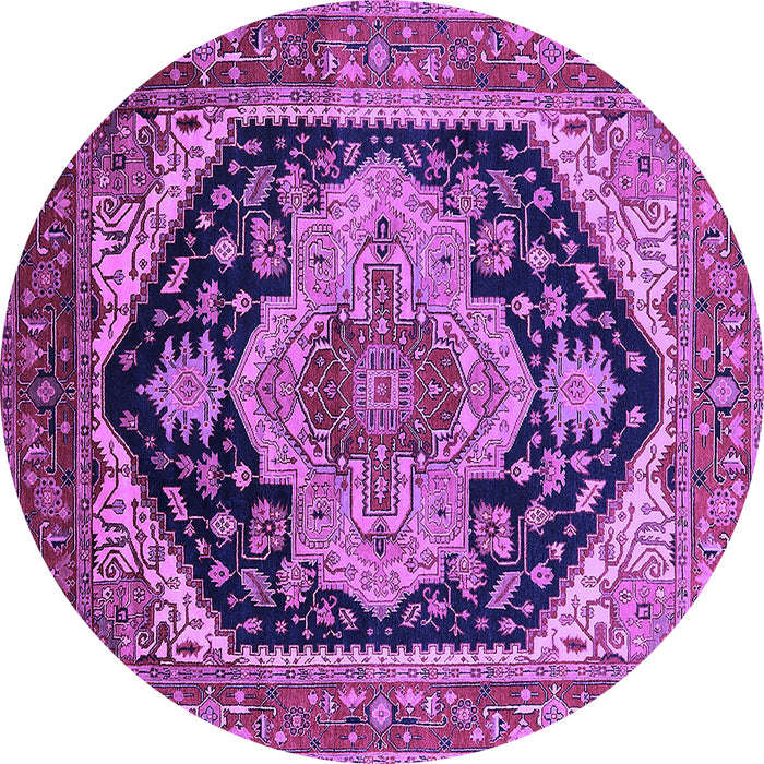 Round Machine Washable Geometric Purple Traditional Area Rugs, wshurb2633pur