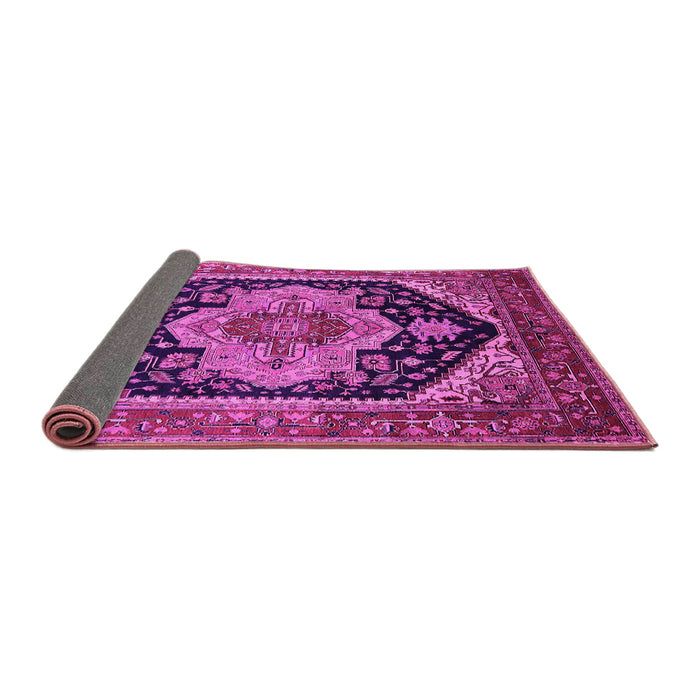 Sideview of Geometric Pink Traditional Rug, urb2633pnk