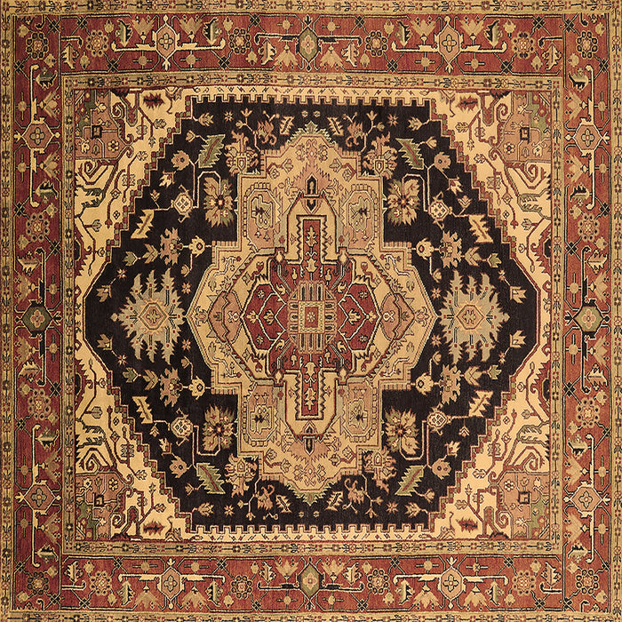 Square Geometric Brown Traditional Rug, urb2633brn
