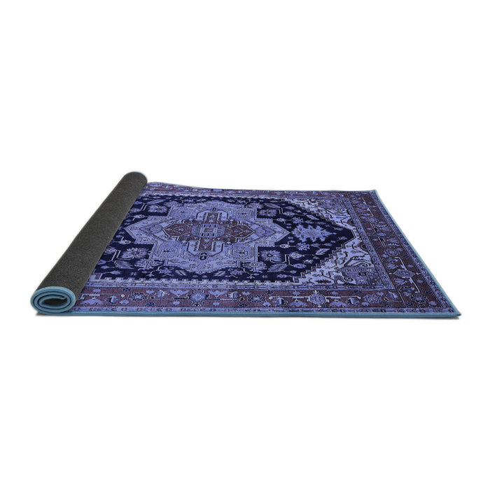 Sideview of Geometric Blue Traditional Rug, urb2633blu