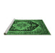 Sideview of Machine Washable Geometric Emerald Green Traditional Area Rugs, wshurb2633emgrn