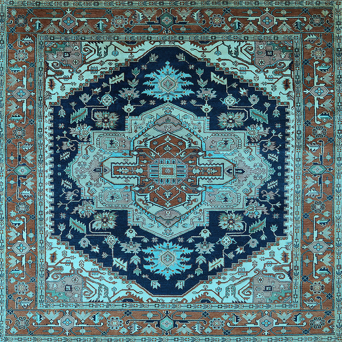 Square Machine Washable Geometric Light Blue Traditional Rug, wshurb2633lblu