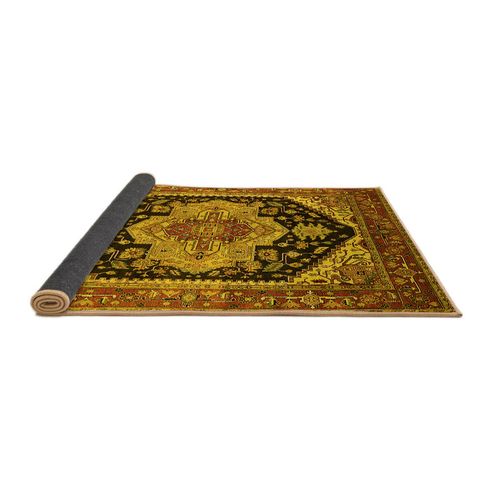 Sideview of Geometric Yellow Traditional Rug, urb2633yw