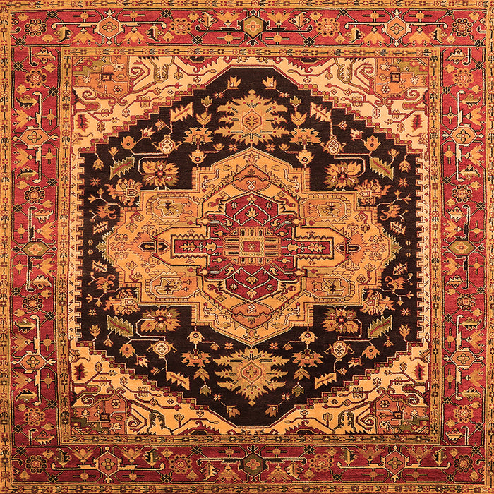 Square Machine Washable Geometric Orange Traditional Area Rugs, wshurb2633org