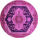 Round Machine Washable Geometric Pink Traditional Rug, wshurb2633pnk