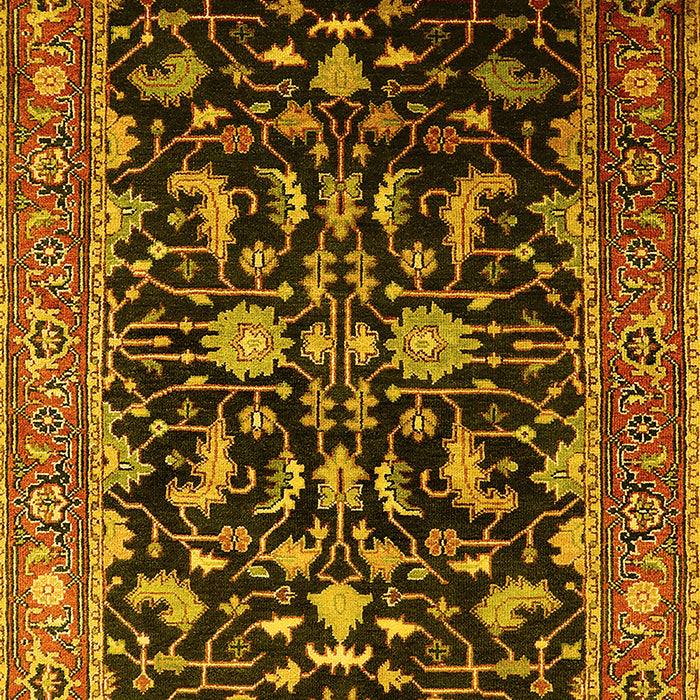 Machine Washable Oriental Yellow Industrial Rug, wshurb2634yw