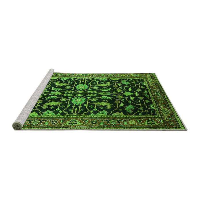 Sideview of Machine Washable Oriental Green Industrial Area Rugs, wshurb2634grn