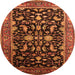 Round Oriental Orange Industrial Rug, urb2634org