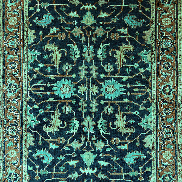Machine Washable Oriental Turquoise Industrial Area Rugs, wshurb2634turq