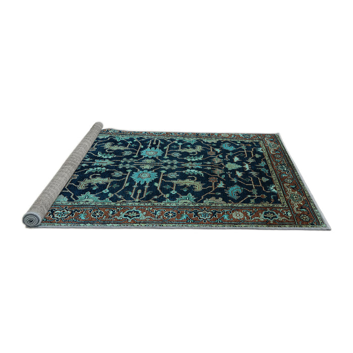 Sideview of Machine Washable Oriental Light Blue Industrial Rug, wshurb2634lblu