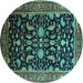 Round Oriental Turquoise Industrial Rug, urb2634turq