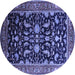 Round Machine Washable Oriental Blue Industrial Rug, wshurb2634blu