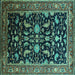 Square Oriental Turquoise Industrial Rug, urb2634turq