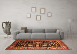 Machine Washable Oriental Orange Industrial Area Rugs in a Living Room, wshurb2634org