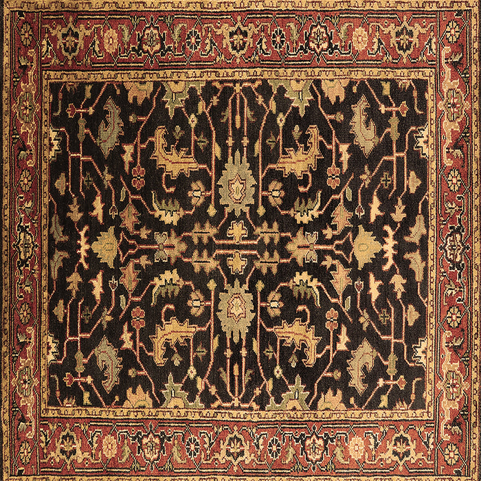 Square Machine Washable Oriental Brown Industrial Rug, wshurb2634brn