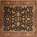 Square Machine Washable Oriental Brown Industrial Rug, wshurb2634brn