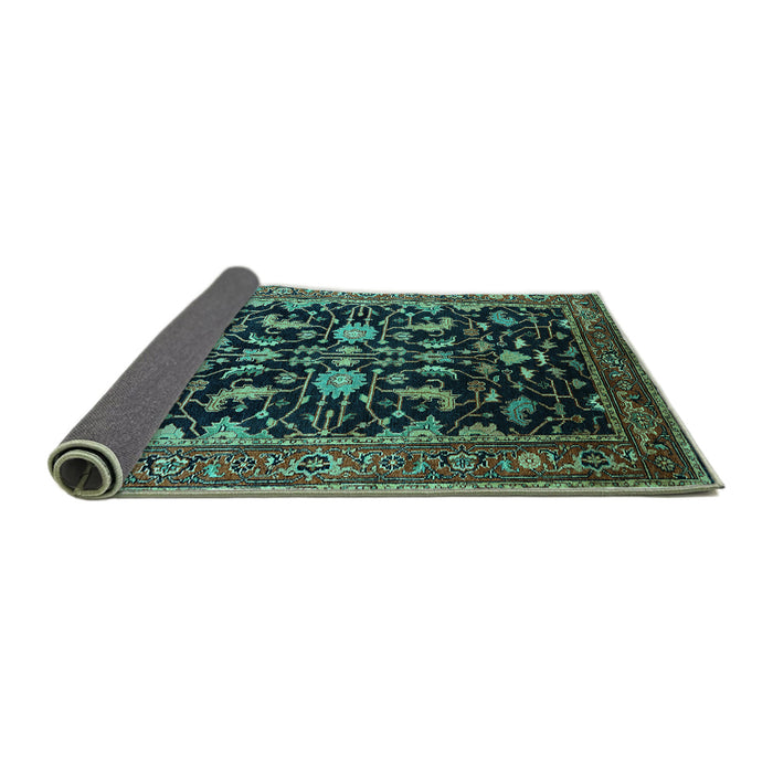 Sideview of Oriental Turquoise Industrial Rug, urb2634turq