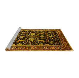 Sideview of Machine Washable Oriental Yellow Industrial Rug, wshurb2634yw