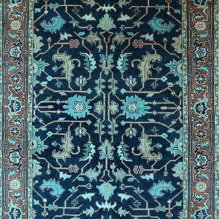 Machine Washable Oriental Light Blue Industrial Rug, wshurb2634lblu